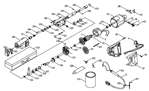 Fig-0 Diagram and Parts List for 9735 Type-1 Porter Cable Sander Grinder